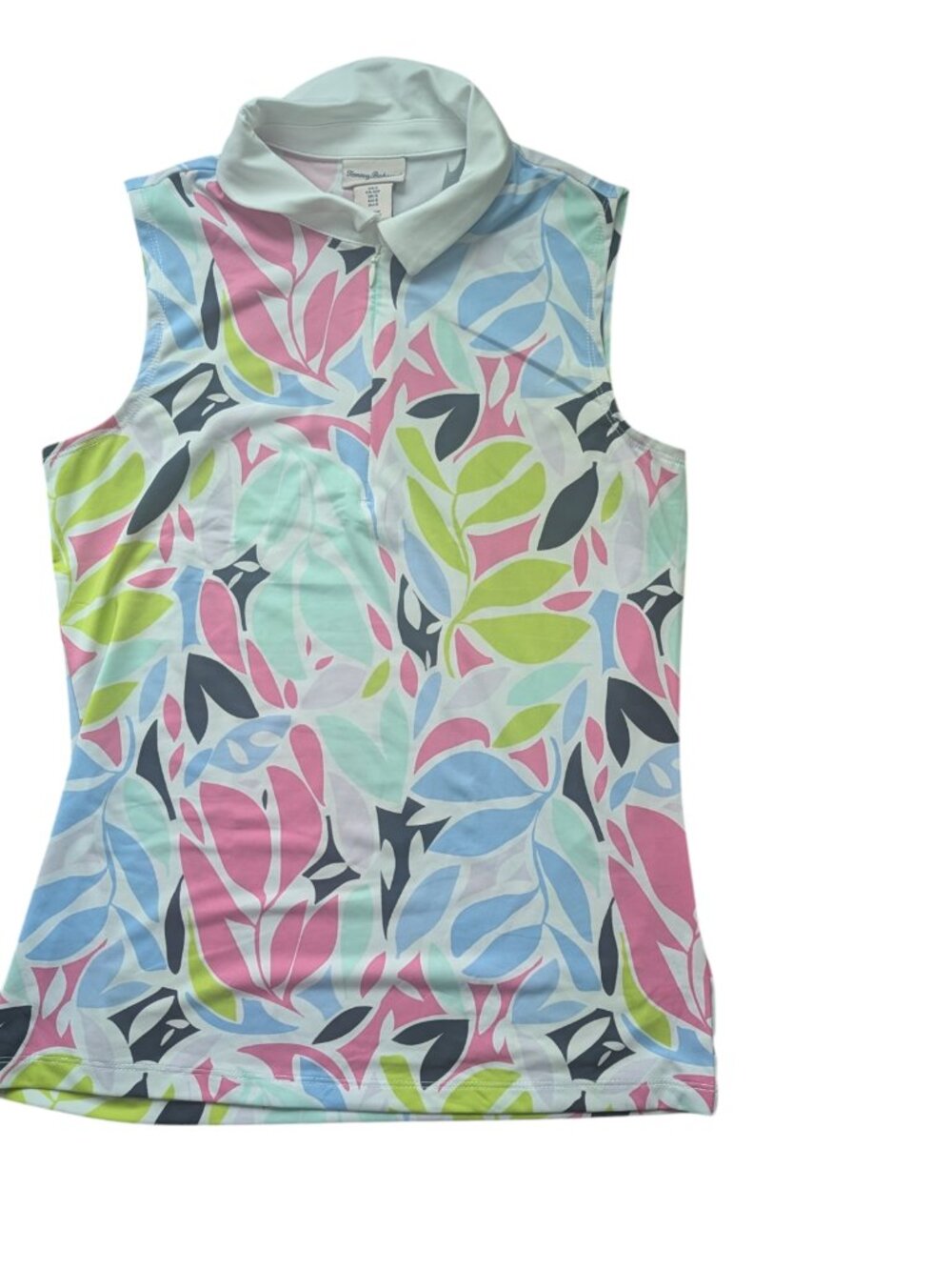 Tommy Bahama Golf ~ Women’s Sleeveless Polo Top Tropical Leaf Print ~ Small